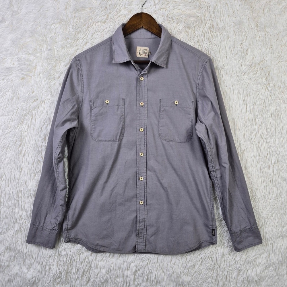 Howe Mens Gray Long Sleeve Dual Pocket Button Down Utility Shirt‎ Size Medium